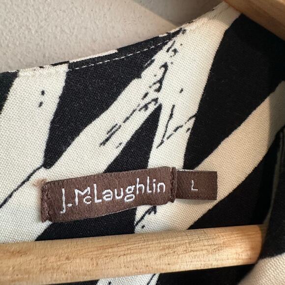 J. McLaughlin Devon Crewneck Dress Black Ivory River Cane L - Picture 3 of 8